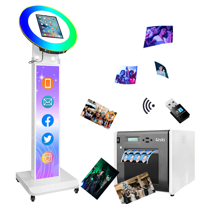 Portable lpad Photo Booth Compatible with Any lpad Logo Customizable Selfie Photo Booth Stand Shell with Flight Case for Parties Wedding Events