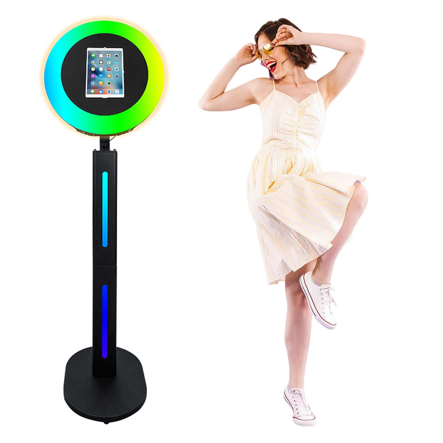 New Portable iPad Photo Booth Machine With RGB Led Light for 10.2/11/12.9 inch iPad Selfie Photobooth Machine for Party Wedding