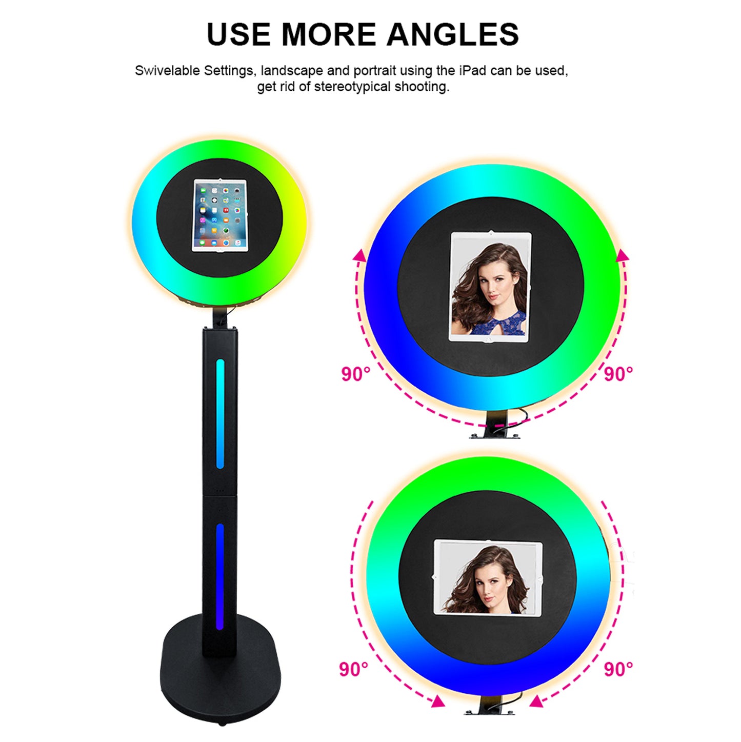 New Portable iPad Photo Booth Machine With RGB Led Light for 10.2/11/12.9 inch iPad Selfie Photobooth Machine for Party Wedding