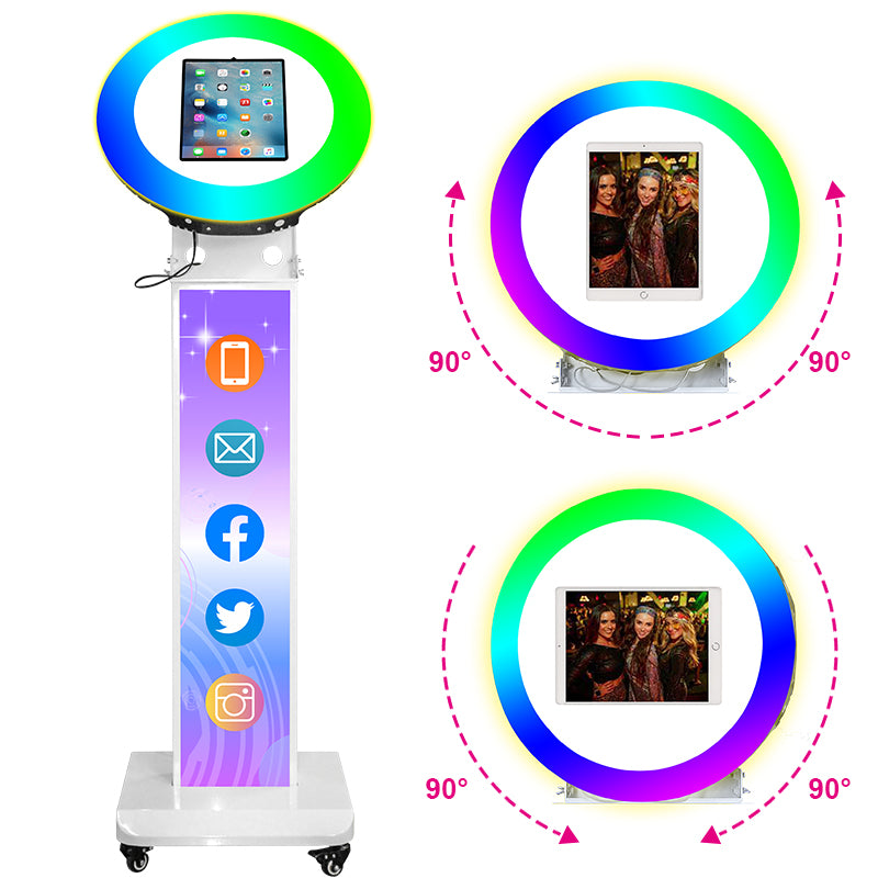 Portable lpad Photo Booth Compatible with Any lpad Logo Customizable Selfie Photo Booth Stand Shell with Flight Case for Parties Wedding Events