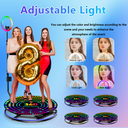 360 Metal Platform Photo Booth Machine Automatic Spin Slow Motion Video Booth Camera Booth for Weddings Parties Events